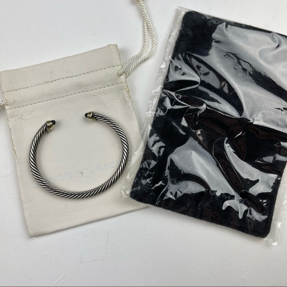 David Yurman sterling silver & 14k gold 5mm Bracelet with Black Onyx - Picture 7 of 13